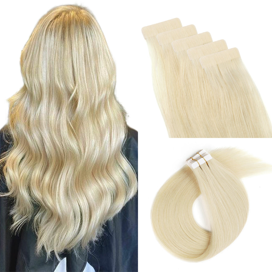 Virgin Invisible Tape in Hair Extensions Platinum Blonde #106