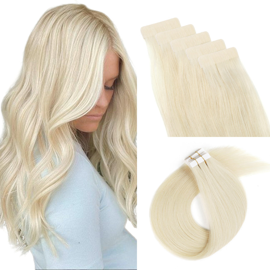 Virgin Invisible Tape in Hair Extensions Icy Blonde #1008