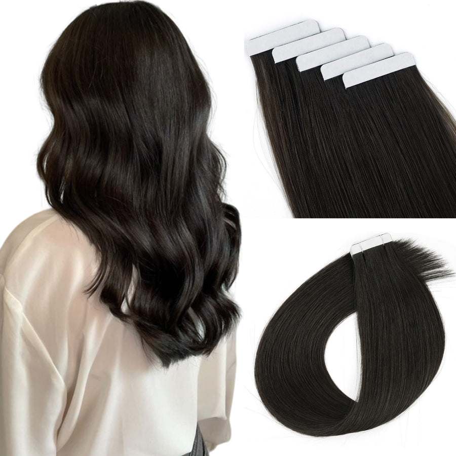 Virgin Tape in Hair Extensions 1B# Off Black