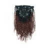 Clip in Hair Extension Kinky Curl Ombre Off Black to Dark Auburn