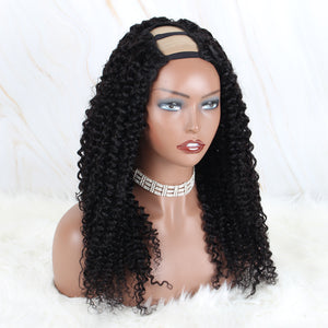 U Part Wig Kinky Curly Human Hair Wig 150% Density