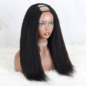 U Part Wig Kinky Straight Human Hair Wig 150% Density