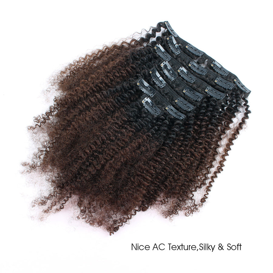 Afro Kinky Curly Ombre Natural Black to Chocolate Brown 16 Inch